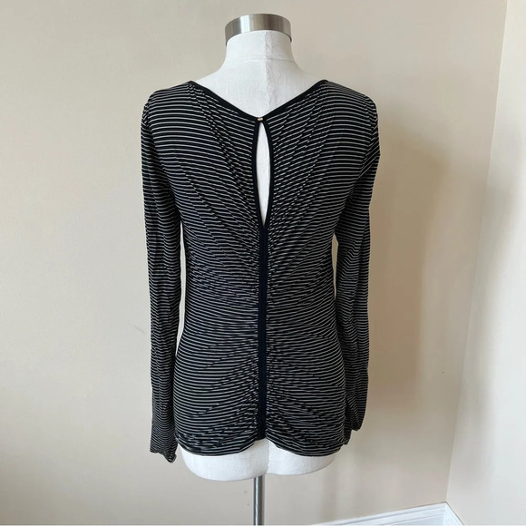 Maxmara Sportmax Black White Stripe Long Sleeve Top 17998 - Picture 6 of 9